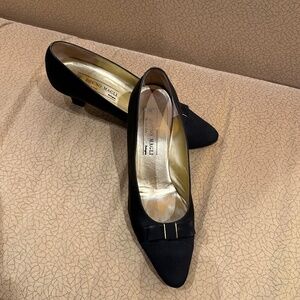 Bruno Magli Vintage Black Satin Evening Pumps